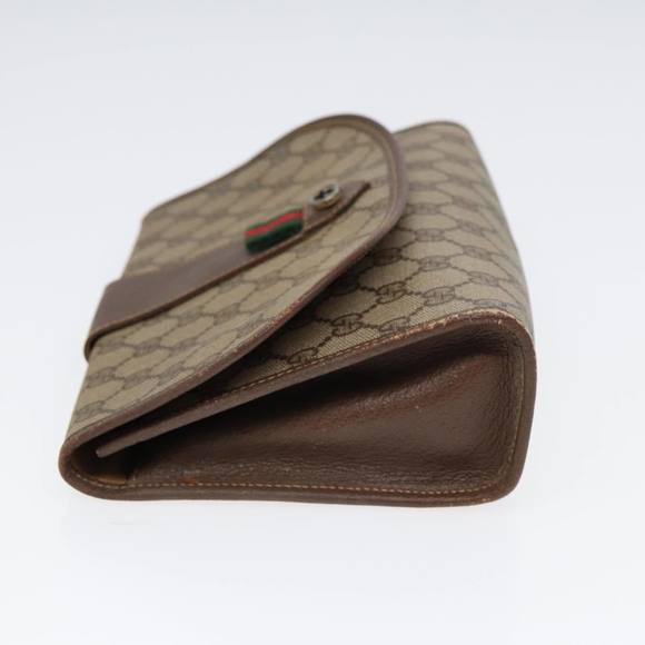 GUCCI GG Supreme Web Sherry Line Clutch Bag PVC Beige Red 89 01 030 Auth 86403 - Picture 3 of 16